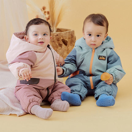 Baby Girls/Boys  Grey Blue/Grey Pink Long sleeve Waterproof Hooded Rompers