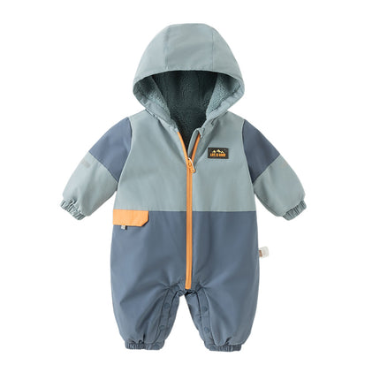 Baby Girls/Boys  Grey Blue/Grey Pink Long sleeve Waterproof Hooded Rompers