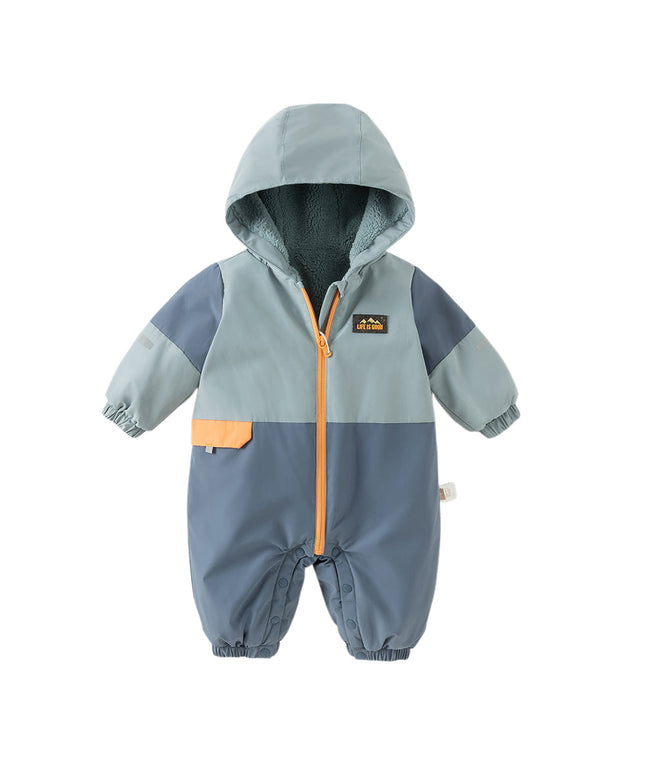 Baby Girls/Boys  Grey Blue/Grey Pink Long sleeve Waterproof Hooded Rompers