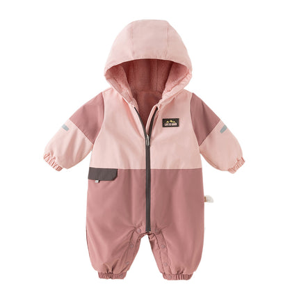 Baby Girls/Boys  Grey Blue/Grey Pink Long sleeve Waterproof Hooded Rompers