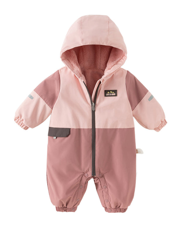 Baby Girls/Boys  Grey Blue/Grey Pink Long sleeve Waterproof Hooded Rompers