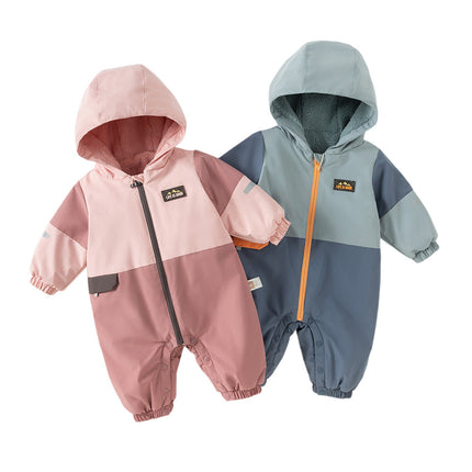 Baby Girls/Boys  Grey Blue/Grey Pink Long sleeve Waterproof Hooded Rompers