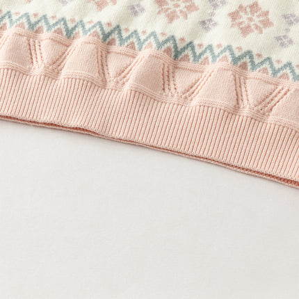 Kids Girls Sweet Pink Round Collar Versatile Soft Sweaters