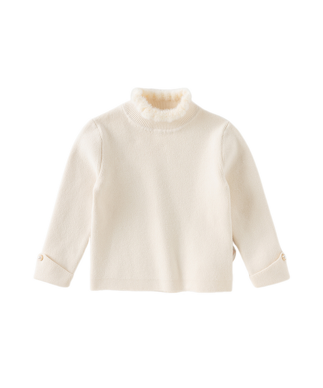 Kids Girls Elegant Plush Turtle Beige/Grey Pink Pullover Sweaters Tops