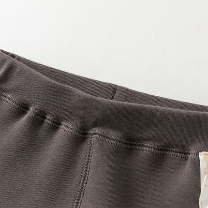 Toddler Girls Cute Apricot/Grey Purple Soft Plush-lined Leggings