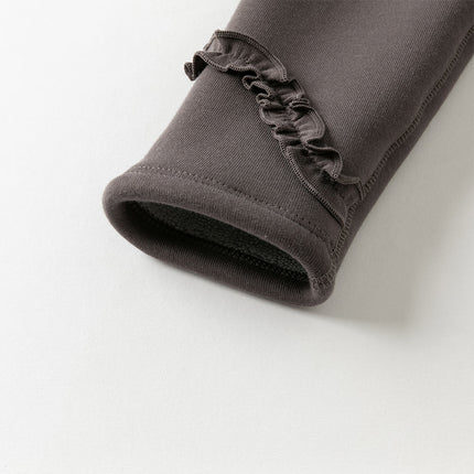 Toddler Girls Cute Apricot/Grey Purple Soft Plush-lined Leggings