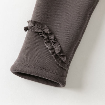 Toddler Girls Cute Apricot/Grey Purple Soft Plush-lined Leggings