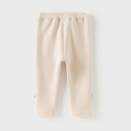 Toddler Girls Cute Apricot/Grey Purple Soft Plush-lined Leggings