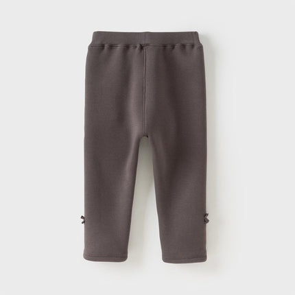 Toddler Girls Cute Apricot/Grey Purple Soft Plush-lined Leggings