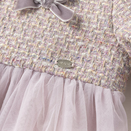 Toddler Girls Graceful Grey Purple Turtle Plush-lined Mesh Princess Dress