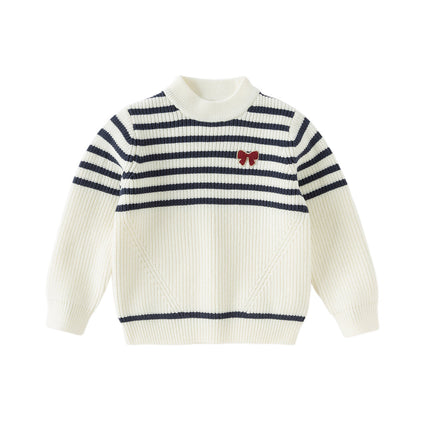 Kids Girls Sweet Striped Turtle Long-sleeved Pullover Sweaters