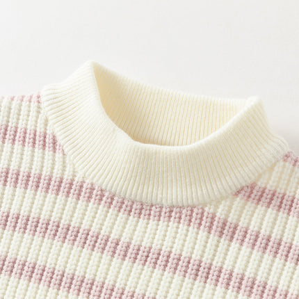 Kids Girls Sweet Striped Turtle Long-sleeved Pullover Sweaters