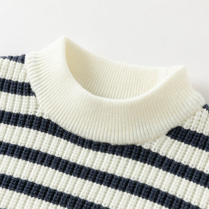 Kids Girls Sweet Striped Turtle Long-sleeved Pullover Sweaters