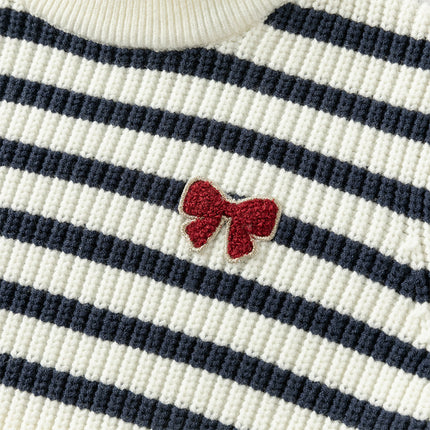 Kids Girls Sweet Striped Turtle Long-sleeved Pullover Sweaters