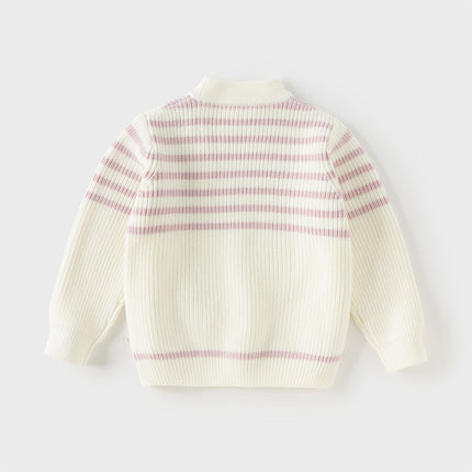 Kids Girls Sweet Striped Turtle Long-sleeved Pullover Sweaters