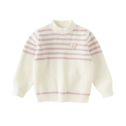 Kids Girls Sweet Striped Turtle Long-sleeved Pullover Sweaters