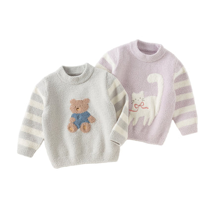 Toddler Girls/Boys Soft Cute Animal Jacquard Chenille Sweater Tops
