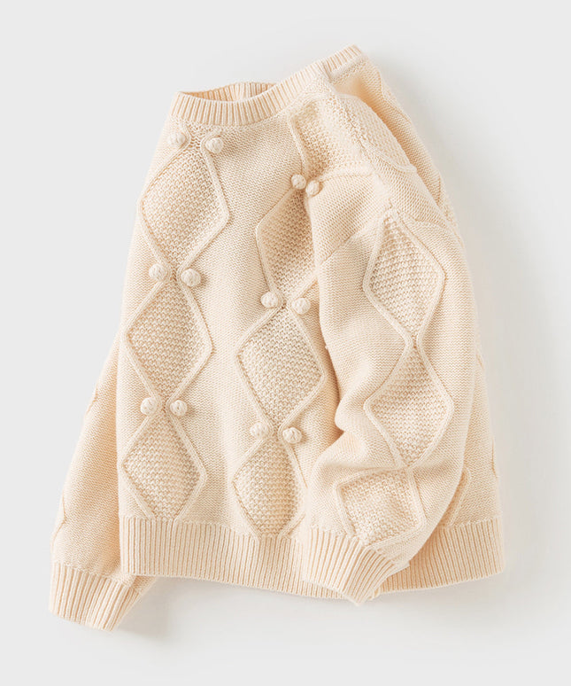 Kids Girls/Boys Casual Apricot Versatile Pullover Knit Sweaters Tops