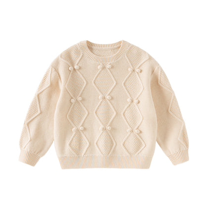 Kids Girls/Boys Casual Apricot Versatile Pullover Knit Sweaters Tops