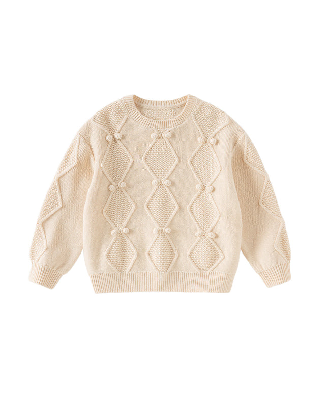 Kids Girls/Boys Casual Apricot Versatile Pullover Knit Sweaters Tops