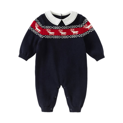 Baby Boys Navy Blue Soft Cotton One-Pieces Romper