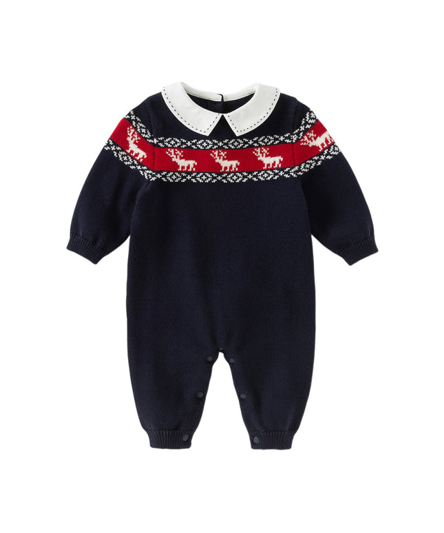 Baby Boys Navy Blue Soft Cotton One-Pieces Romper