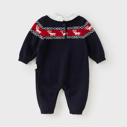 Baby Boys Navy Blue Soft Cotton One-Pieces Romper