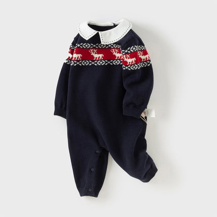 Baby Boys Navy Blue Soft Cotton One-Pieces Romper