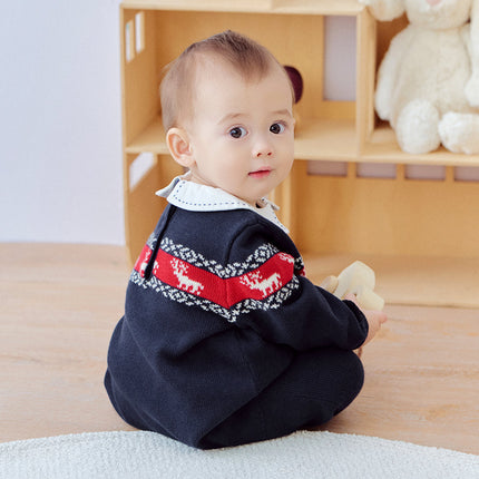 Baby Boys Navy Blue Soft Cotton One-Pieces Romper