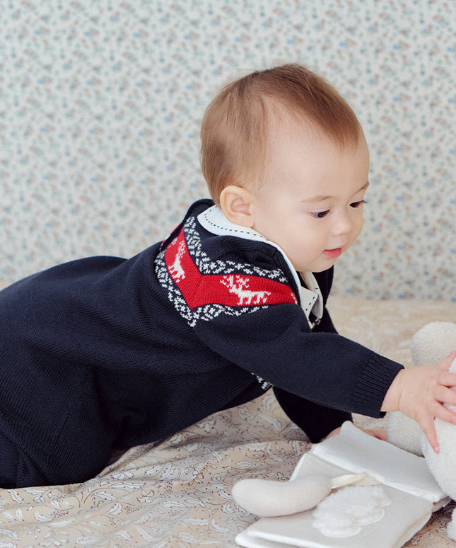 Baby Boys Navy Blue Soft Cotton One-Pieces Romper