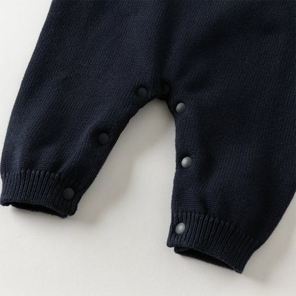 Baby Boys Navy Blue Soft Cotton One-Pieces Romper