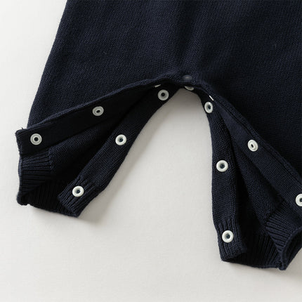 Baby Boys Navy Blue Soft Cotton One-Pieces Romper