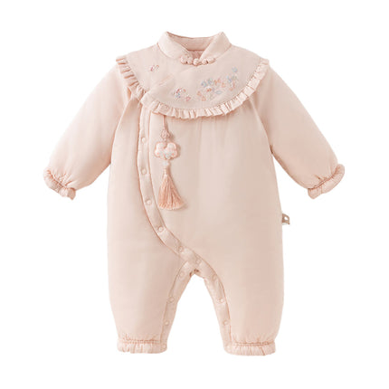 Baby Girls Chinese-style Red/Pink Warm Padded Rompers