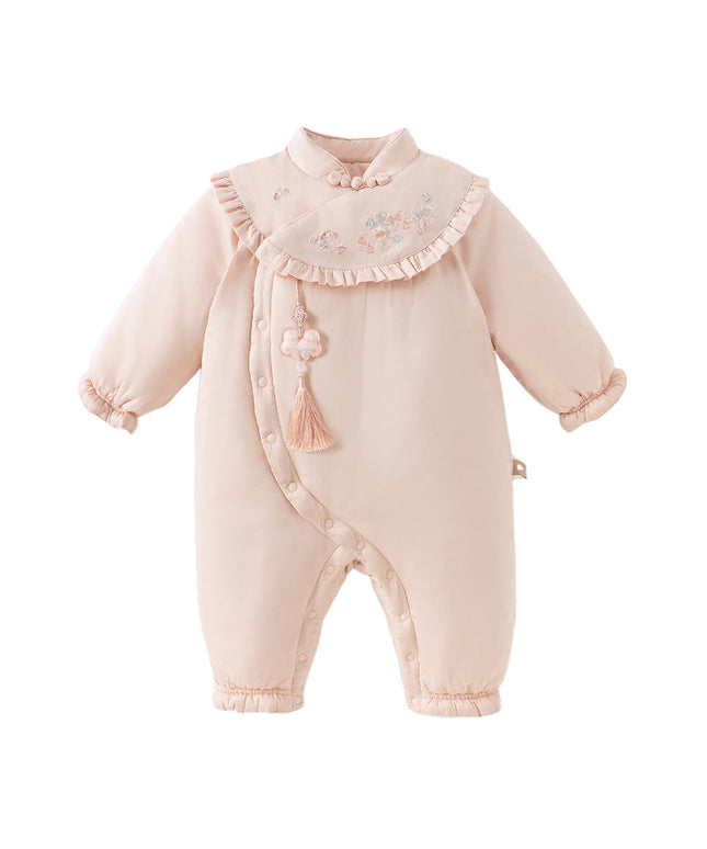 Baby Girls Chinese-style Red/Pink Warm Padded Rompers