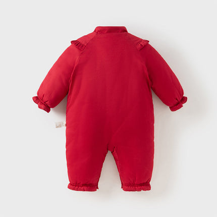 Baby Girls Chinese-style Red/Pink Warm Padded Rompers