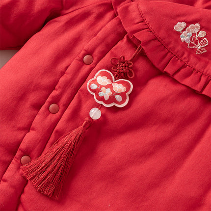 Baby Girls Chinese-style Red/Pink Warm Padded Rompers