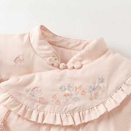 Baby Girls Chinese-style Red/Pink Warm Padded Rompers