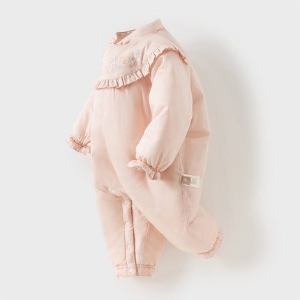 Baby Girls Chinese-style Red/Pink Warm Padded Rompers