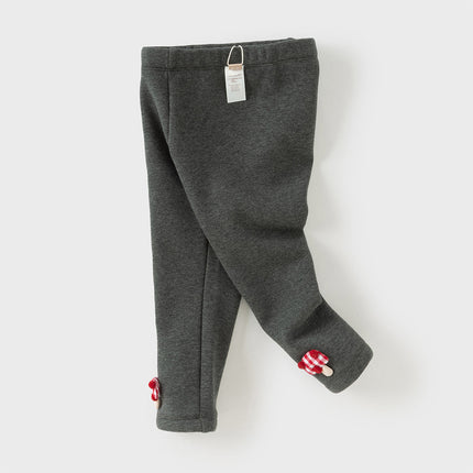 Toddler Girls Casual Beige/Grey Outdoor Soft Plush-lined Leggings