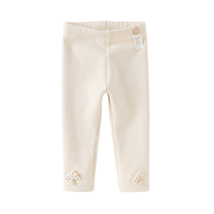 Toddler Girls Casual Beige/Grey Outdoor Soft Plush-lined Leggings