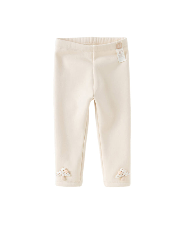 Toddler Girls Casual Beige/Grey Outdoor Soft Plush-lined Leggings