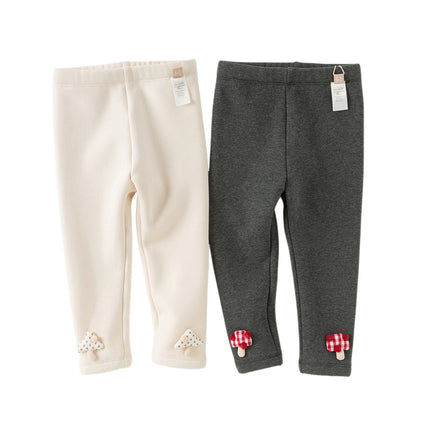 Toddler Girls Casual Beige/Grey Outdoor Soft Plush-lined Leggings