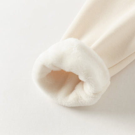 Toddler Girls Casual Beige/Grey Outdoor Soft Plush-lined Leggings