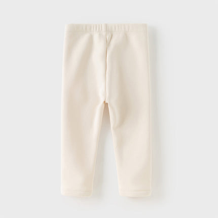 Toddler Girls Casual Beige/Grey Outdoor Soft Plush-lined Leggings