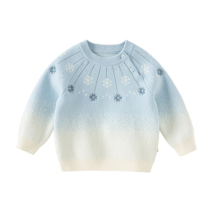 Toddler Girls/Boys Cozy Long Sleeve Gradient Blue Versatile Sweater Tops