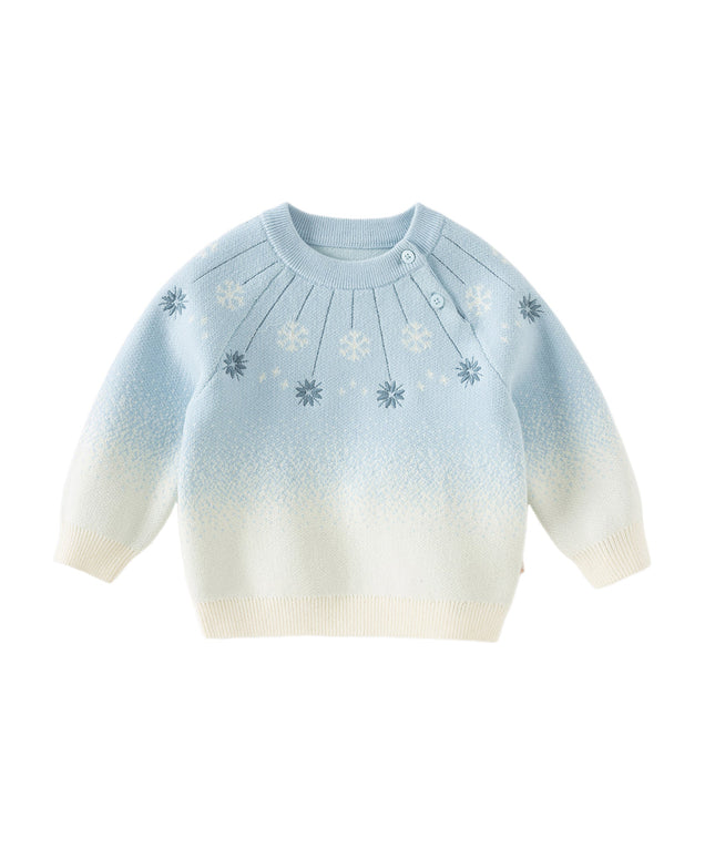 Toddler Girls/Boys Cozy Long Sleeve Gradient Blue Versatile Sweater Tops
