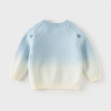 Toddler Girls/Boys Cozy Long Sleeve Gradient Blue Versatile Sweater Tops