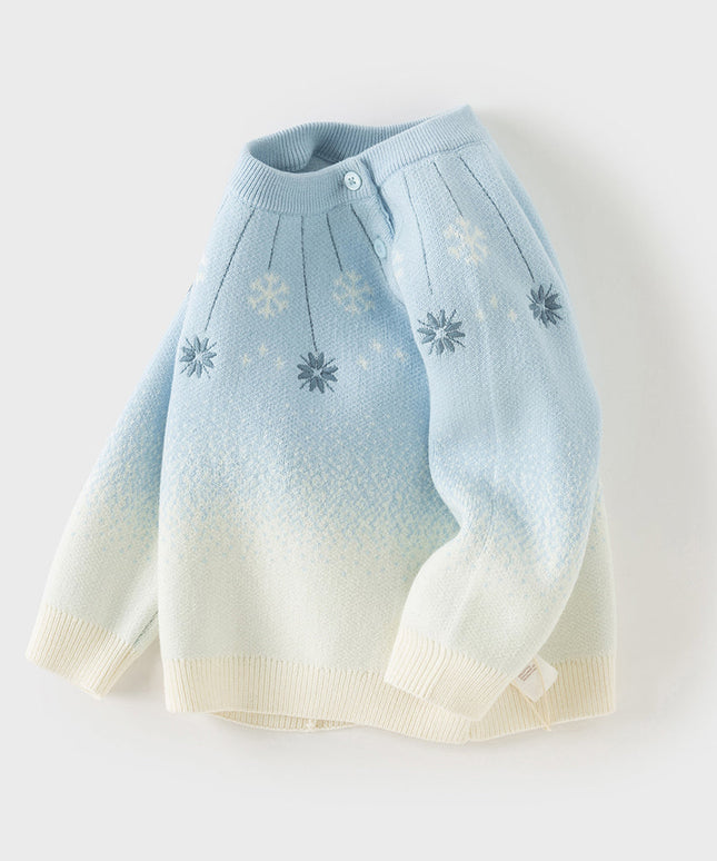 Toddler Girls/Boys Cozy Long Sleeve Gradient Blue Versatile Sweater Tops