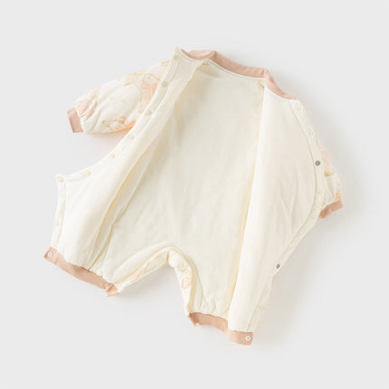 Baby Girls/Boys Print Grey Green/Pink Padded Indoor Rompers