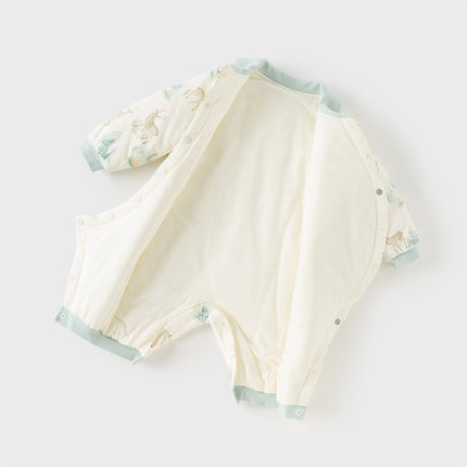 Baby Girls/Boys Print Grey Green/Pink Padded Indoor Rompers